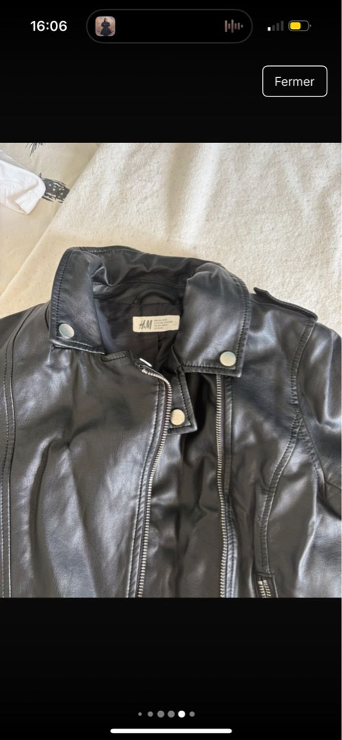 veste en cuir noir fille - photo numéro 2