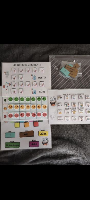 4 fiches d'activité plastifiée pour votre enfant