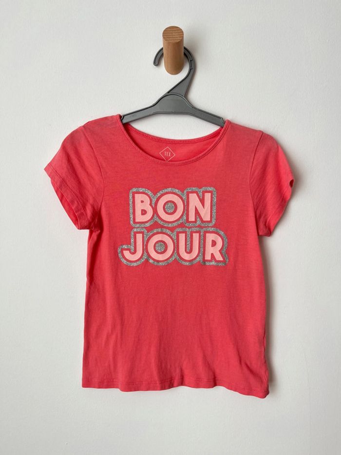 T-shirt rose “Bonjour” - TEX 5-6 ans