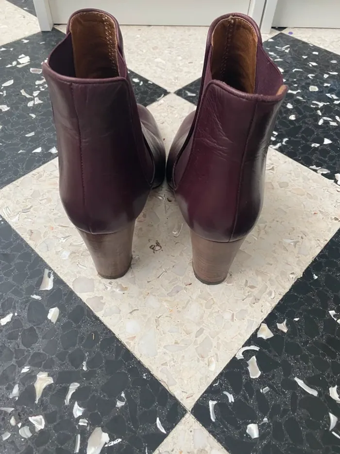 Bottines Minelli bordeaux cuir – T41 – talon moyen - photo numéro 5