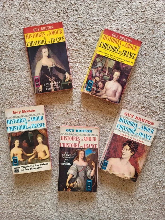 Lot de 5 livres "Histoires d'amour de l'histoire de France" de Guy Breton - 1965