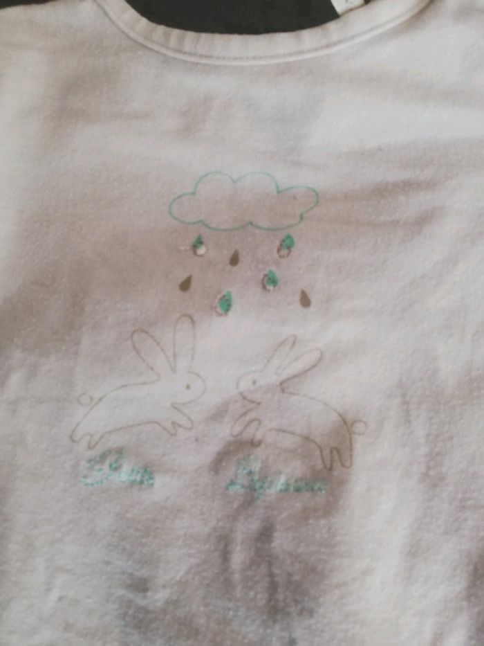 2 t shirt blanc 9 mois manches longues - photo numéro 2