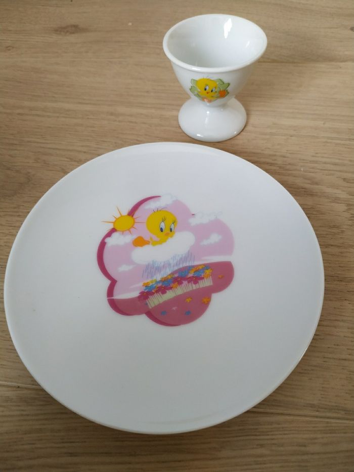 Assiette et coquetier Titi