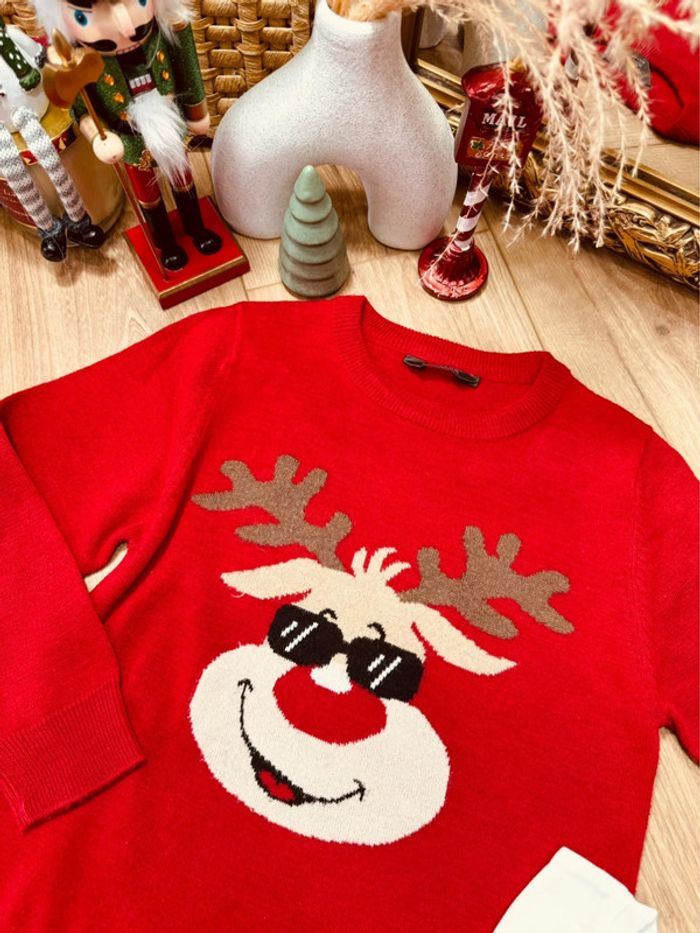 Taille 8 ans pull teeshirt pochon Noël garçon Primark Kiabi rouge blanc * cerf * 🎄 - photo numéro 2