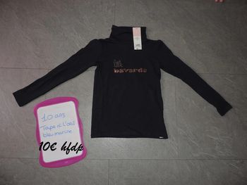 sous pull tape à l'oeil bleu marine taille 10 ans