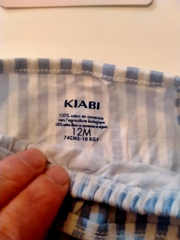 Combishort bébé rayé Kiabi Taille 12 mois - photo numéro 3