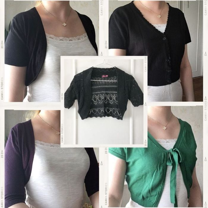 Boléro unie, veste courte, cardigan, gilet, cache coeur, dessus de robe