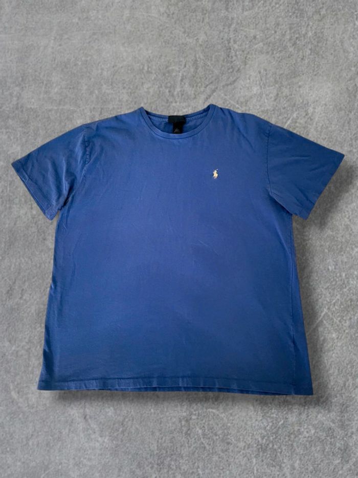 T-shirt Ralph Lauren authentique bleu logo brodé jaune - L - photo numéro 3