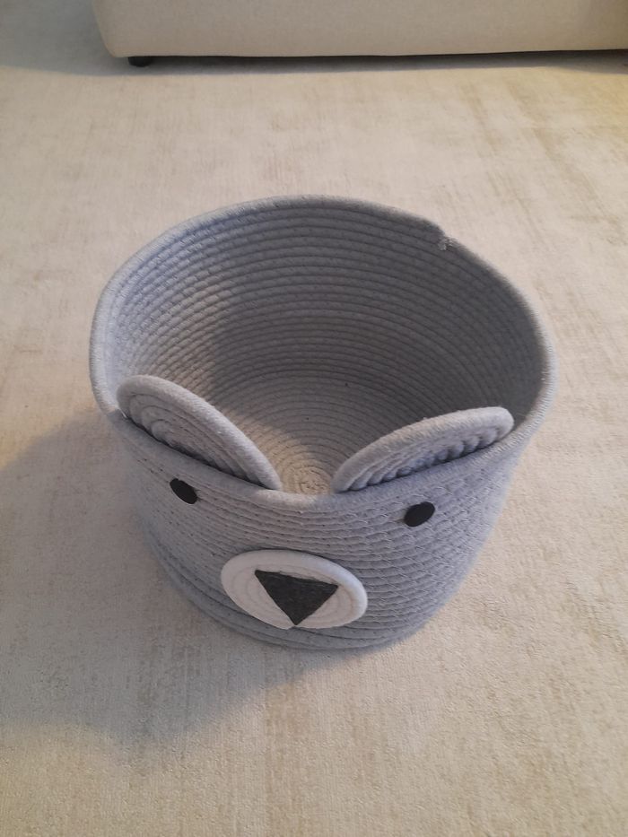 Inwagui Corde en Coton Pliable Panier de Rangement Tissé Ours Boîte à Jouets avec Poignées Bébé Corb - photo numéro 2