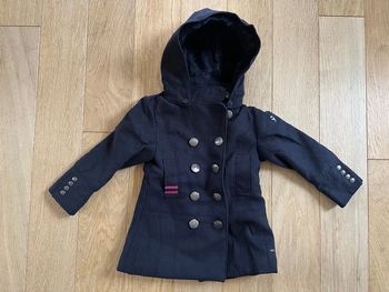 Manteau chaud fourrure fille okaidi bleu marine 3 ans très bon état