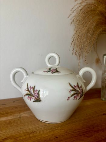 Vintage joli sucrier en porcelaine motif fleuri