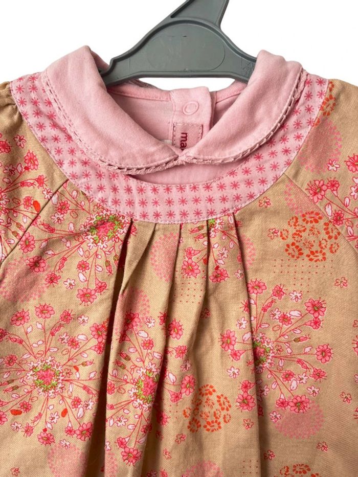 Robe fleurie à manches longues avec col claudine - Marèse 6 mois (67cm) - photo numéro 2