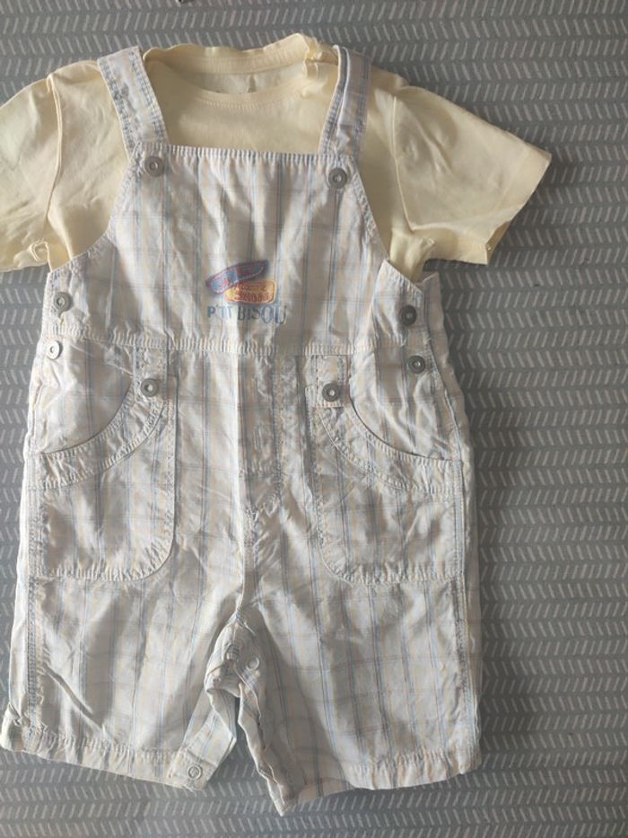 tenue salopette et tshirt été garçon 12 mois – Marque P’tit Bisou - photo numéro 3