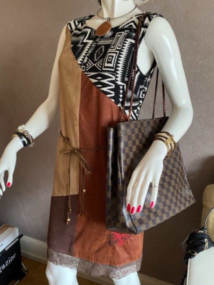 Robe droite Desigual marron imprimée T38