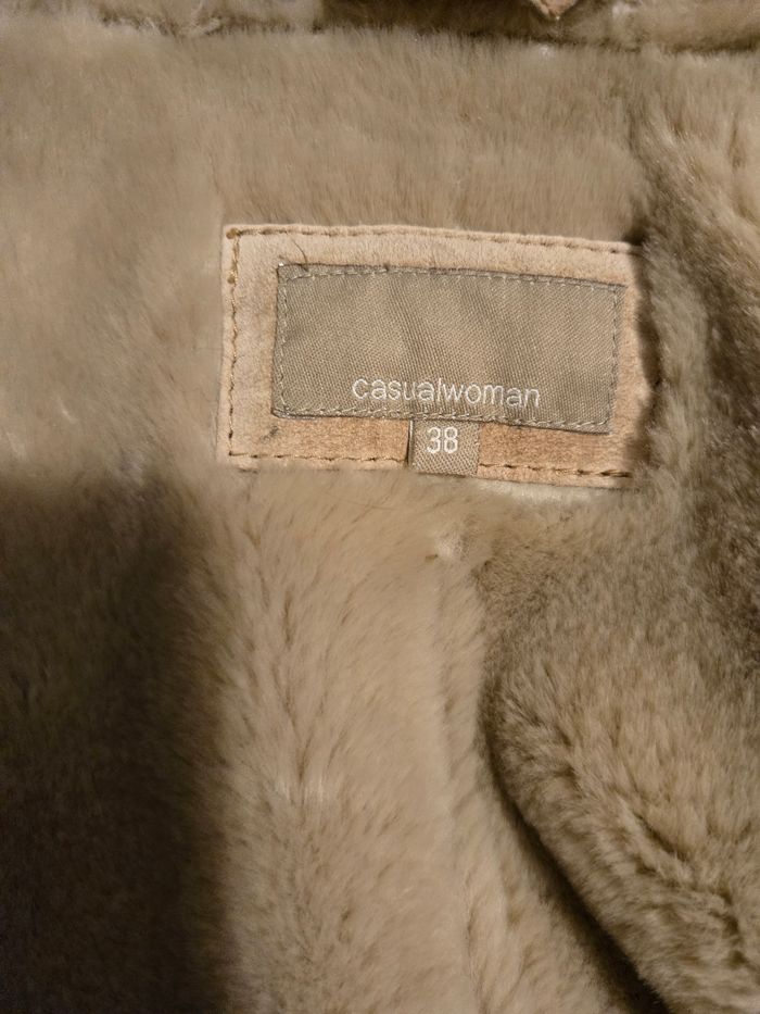 Veste en croûte de cuir beige - photo numéro 4