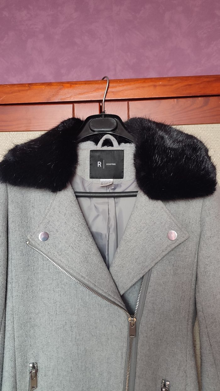 Manteau gris col amovible La redoute taille 34 - photo numéro 5