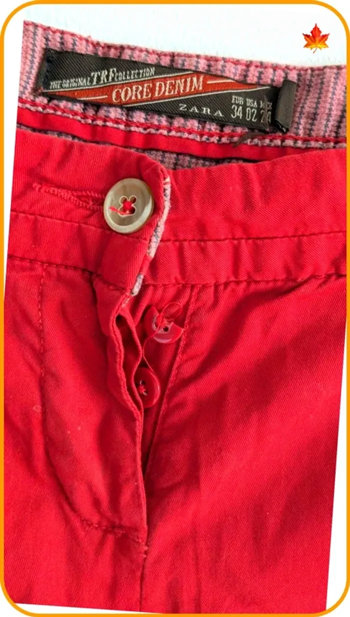 Chino rouge femme Zara 34 - photo numéro 3