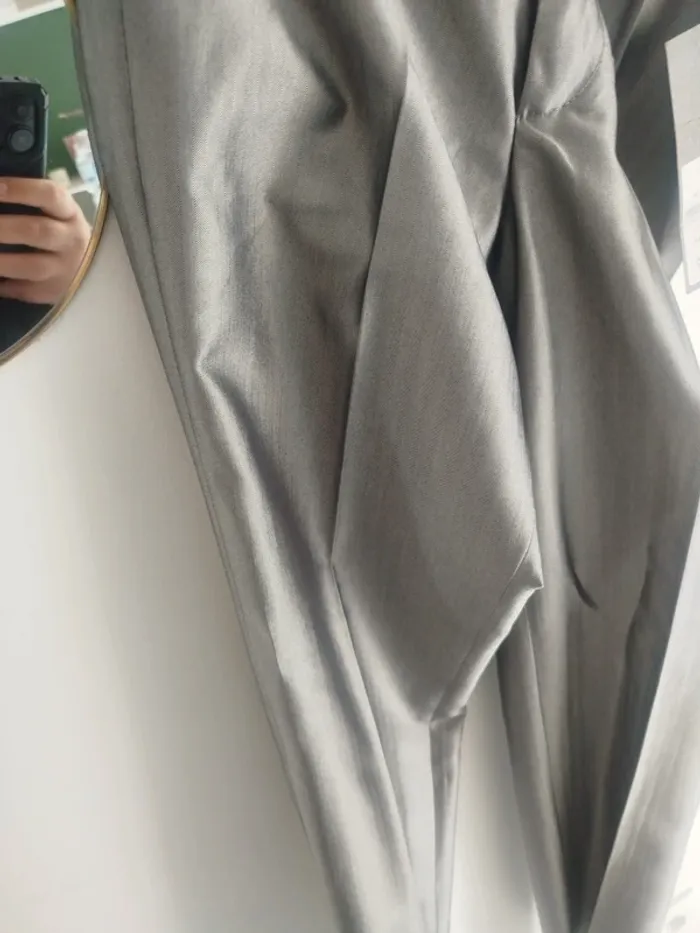 Pantalon de costume a pince argenté gris - photo numéro 3