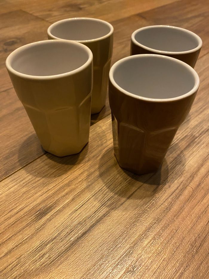 Lot 4 tasses café brun/vanille - photo numéro 5