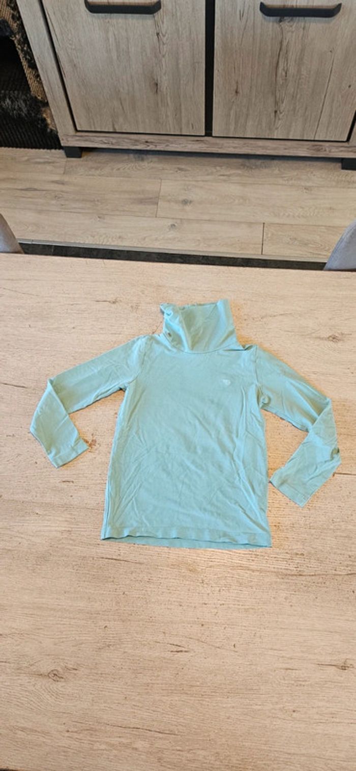 Sous pull à col roulé et manches longues, vert turquoise, Esprit, 6/7 ans, nickel