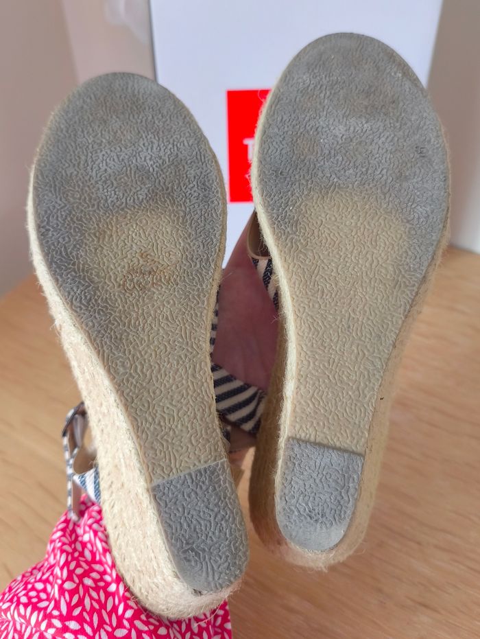 🌺 Sandales compensées - Marine/Écru - Tissaìa - P41 🌺 - photo numéro 9