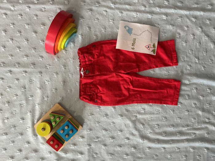pantalon rouge taille réglable 6 mois creeks - photo numéro 2