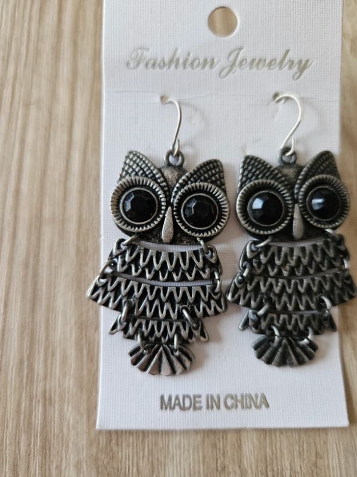 Boucles d'oreilles fantaisie hiboux - photo numéro 2