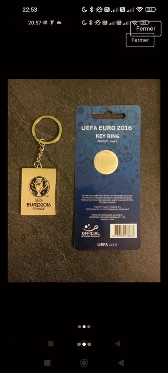 🌺porte clés métal euro 2016 uefa super victor goalix métal - photo numéro 2