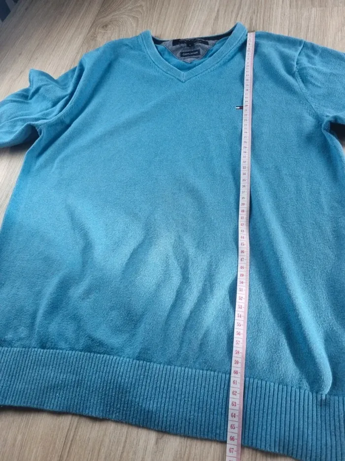Pull a col V Tommy Hilfiger bleue Cachemire Femme Taille S - photo numéro 5