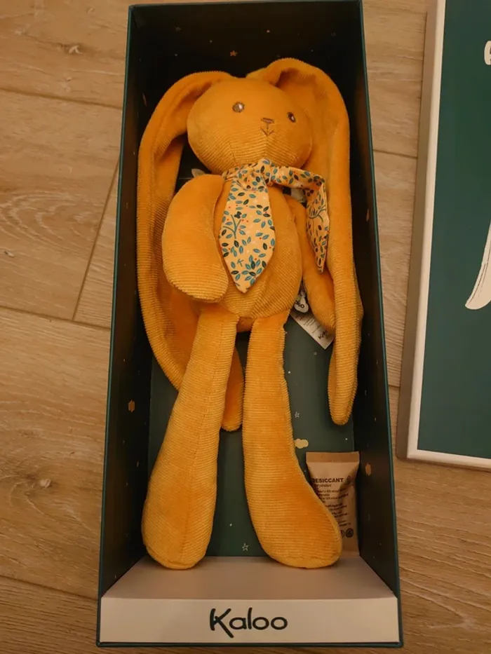 Doudou Lapin pantin lapinou medium ocre - photo numéro 2