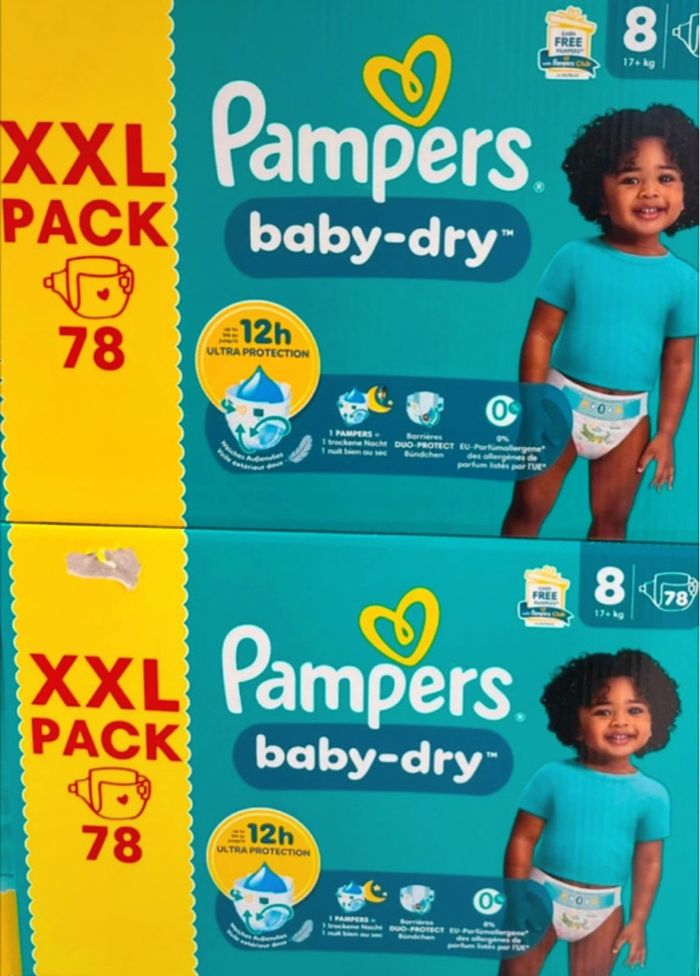 2 cartons de couches Pampers taille 8 grand format