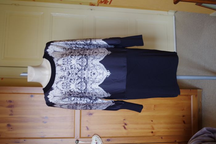 La Fée Maraboutée- Robe bi-matière - noir, gris et blanc T42 - photo numéro 3