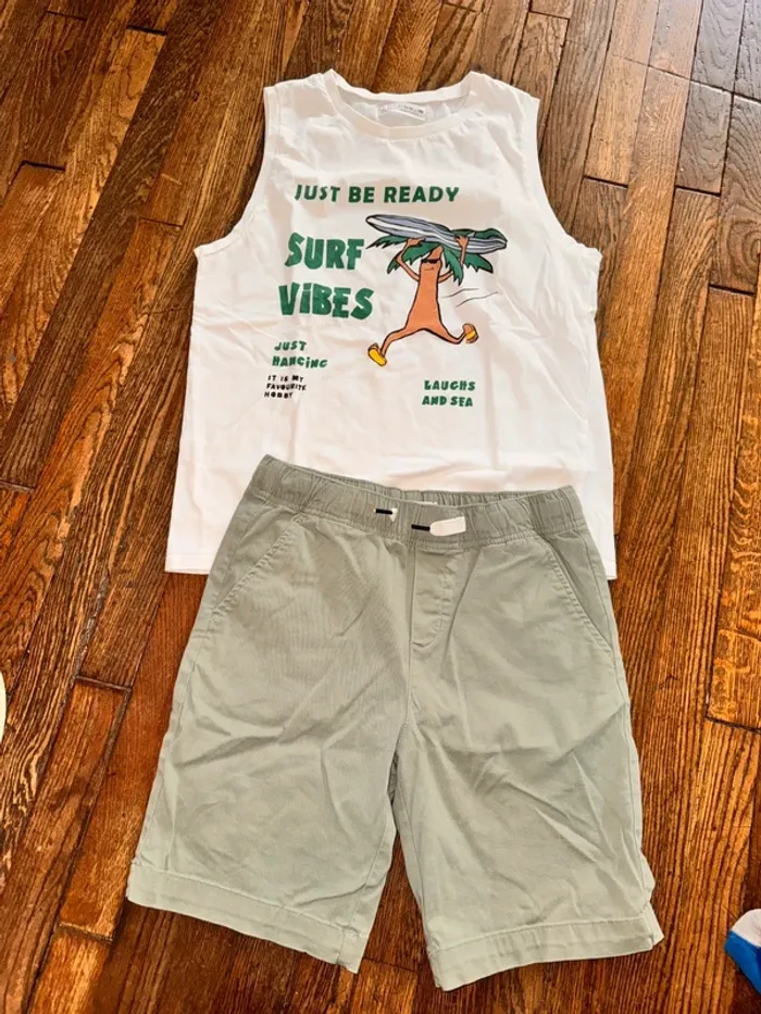 T-shirt Zara et short Monoprix 12 ans
