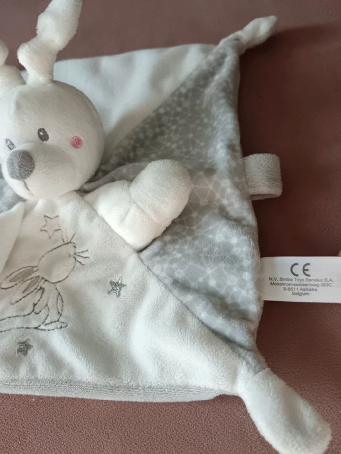 Doudou lapin plat gris - photo numéro 2