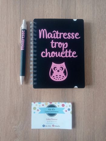 Ensemble carnet et stylo maîtresse trop chouette