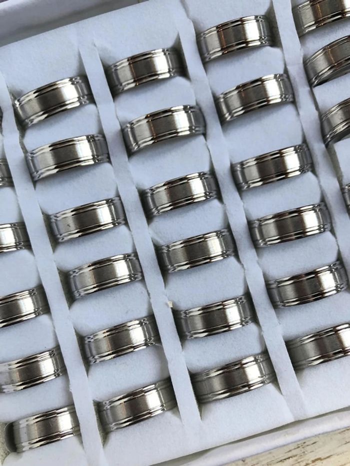 Lot de 36 bagues anneaux en acier inoxydable - photo numéro 2
