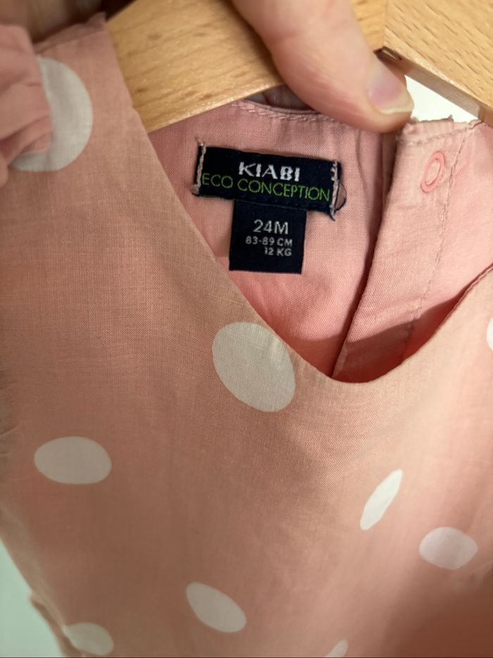 Robe vieux rose à pois blancs 2 ans - 83-89cm - photo numéro 2