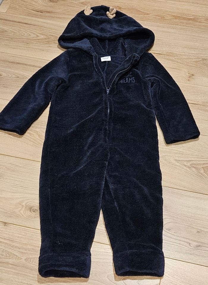 Combinaison pyjama molletonnée bleu marine - Taille 3 ans