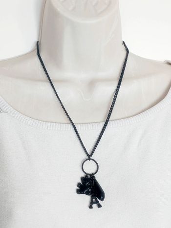 Collier noir pendentif breloque goutte ours tour Eiffel - 45 + 8cm