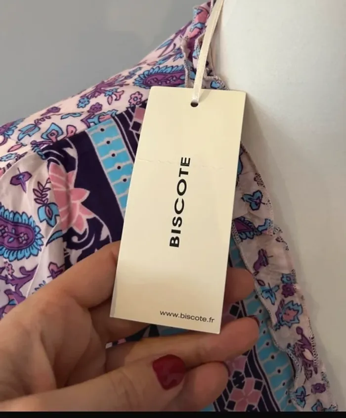 Biscote robe imprimée en soie femme, taille 1/36 Neuf avec étiquette - photo numéro 3