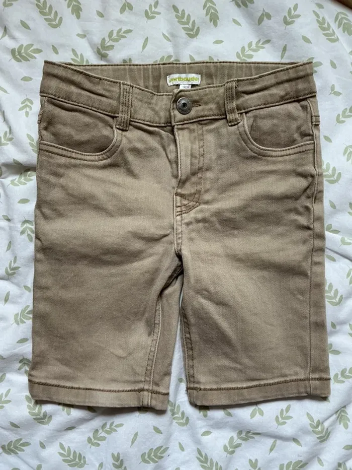 short en jean beige taille réglable vertbaudet 6 ans - photo numéro 3