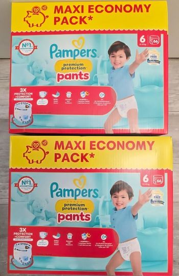🍼 Pampers Premium Protection – Taille 6 (13–19 kg) – Lot 2x66 couches – Neuf