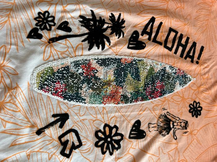 Teeshirt desigual orange à sequins - photo numéro 2