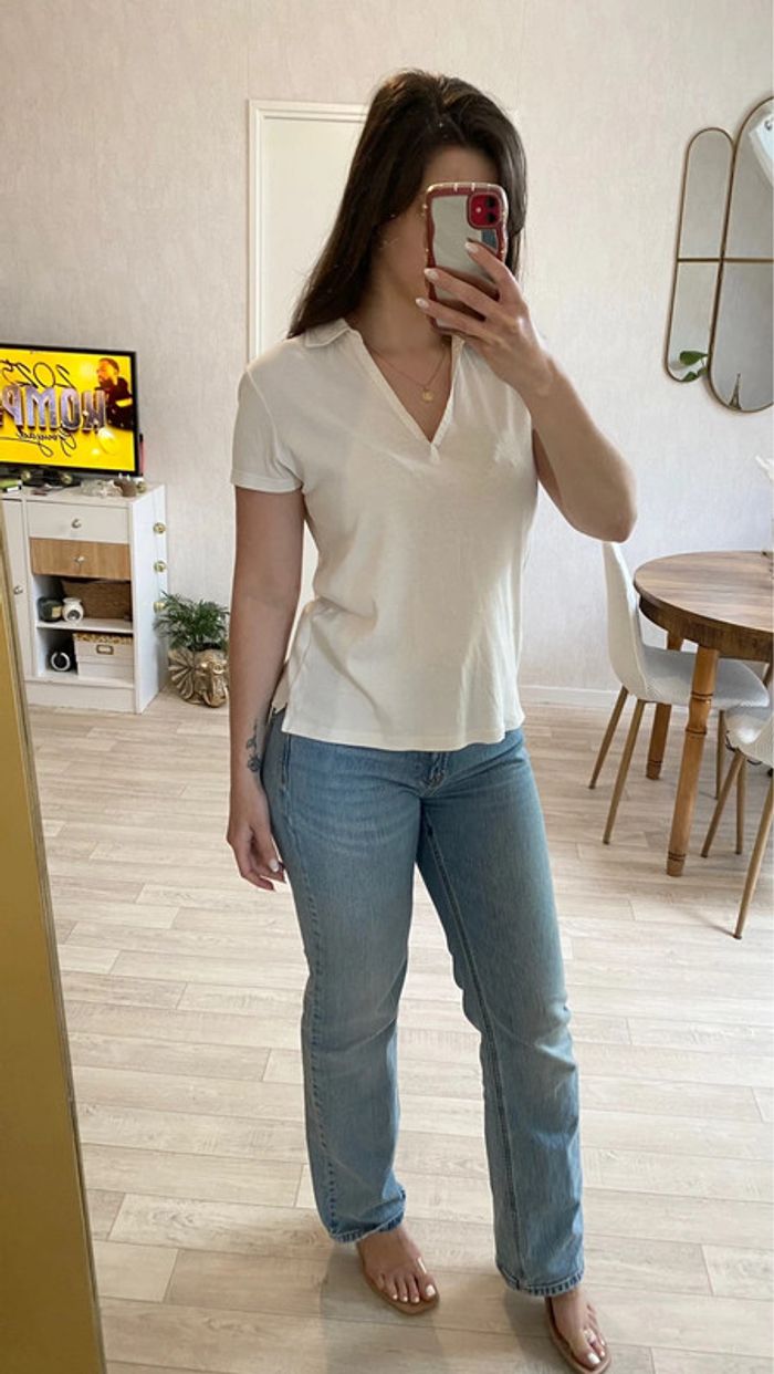 Polo manches courtes blanc simple