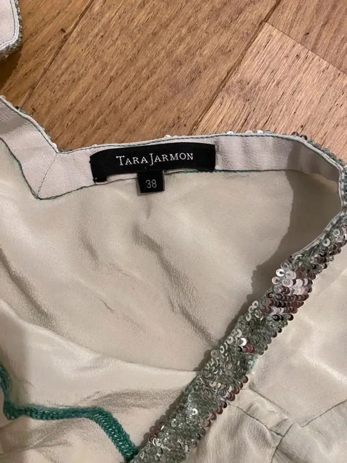 Top en soie vert amande Tara Jarmon taille 38 - photo numéro 5