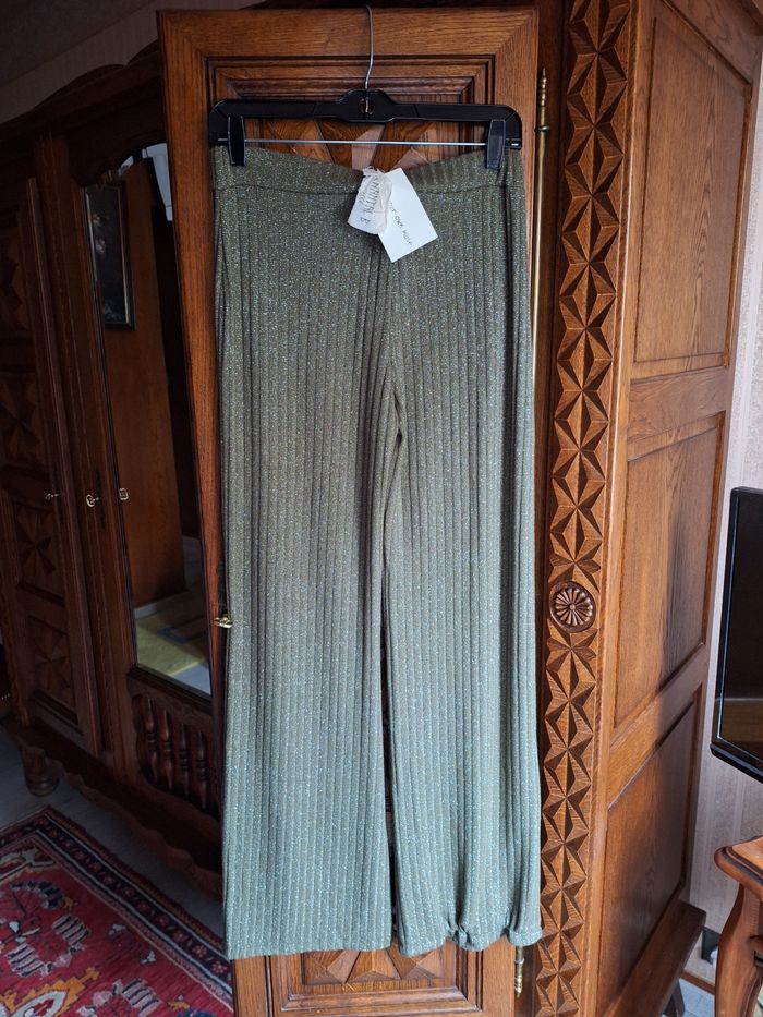 Pantalon pallazo Chantal b lurex kaki TU - photo numéro 5