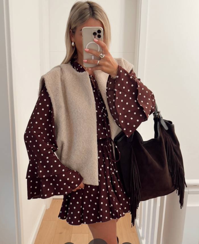 Gilet - Beige - Sans Manches- Décontracté - Cocooning - Automne