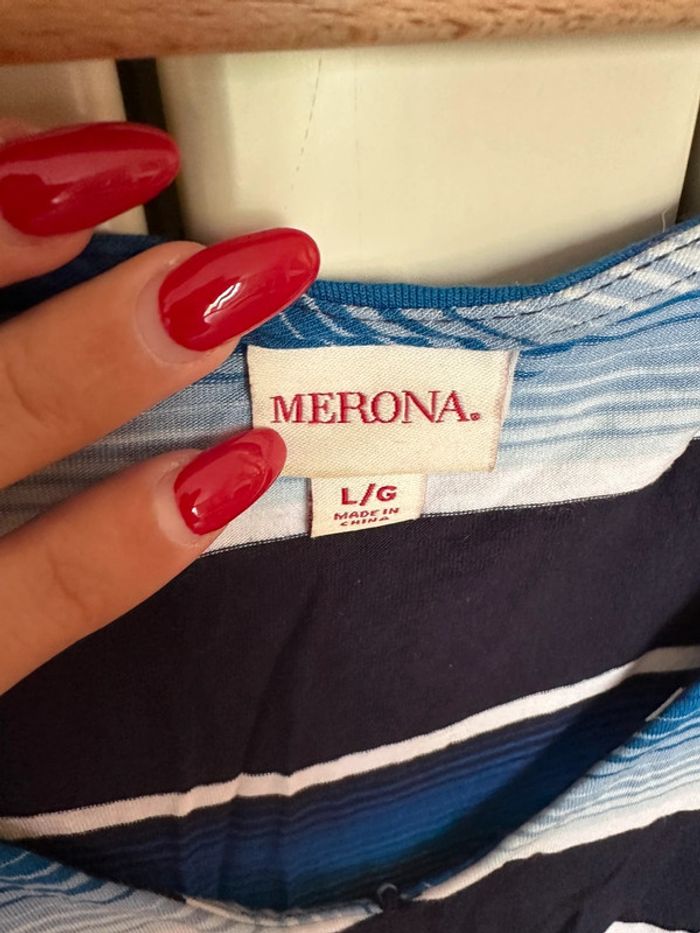 Robe d’été vintage bleue rayee merona L - photo numéro 2