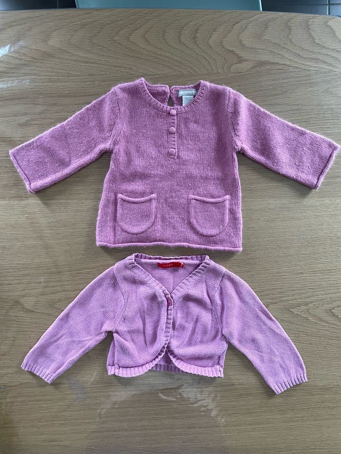 Lot 1 pull et 1 gilet violet 12 mois - photo numéro 2