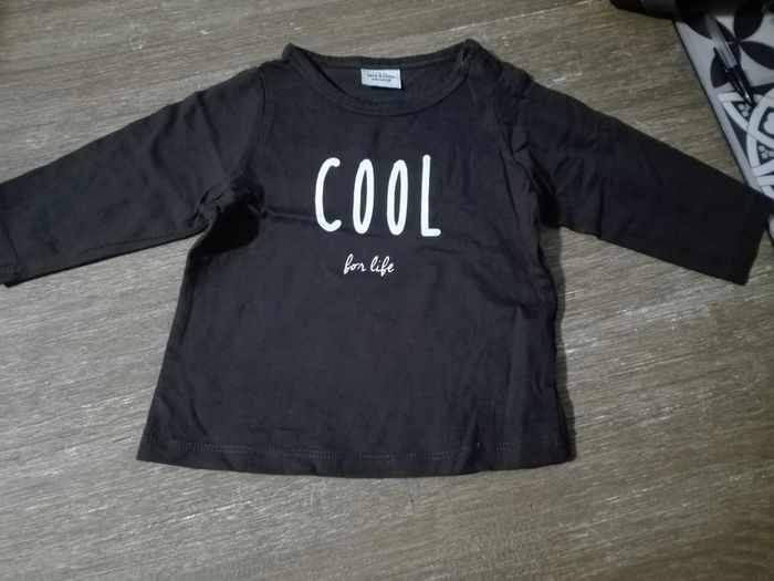 T-shirt mixte fille garçon bébé 6 mois cool neuf gris anthracite